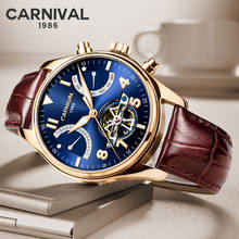 Relogio Masculino CARNIVAL Top Brand Automatic Watches Men Luxury Mechanical Watch Mens Fashion Tourbillon Leather Wristwatches 2024 - buy cheap