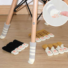 4Pcs/set Cartoon Table Foot Socks Chair Leg Covers Floor Protectors Non-Slip Knitting Socks For Furniture Cat Paw Home Decor 2024 - buy cheap