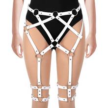 White Garter Belt Harness Leather Women High Waist Cage Stockings Suspender Tops Goth Sexy Hollow Out Adjust Party Festival Wear 2024 - buy cheap