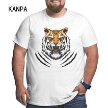Kanpa 100% Cotton 3D Tiger T Shirts for Big Men Pattern Men Clothing Workout Tops Oversized White T-shirt Plus Size 5XL 2024 - buy cheap