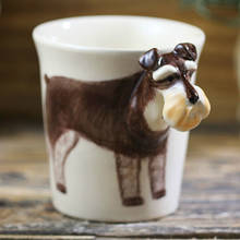 300ml Schnauzer Dog Coffee Cups and Mugs 3D Cartoon Hand Drawn Animal Dog Mug Creative Tea Milk Ceramic Cup Novelty Gifts 2024 - buy cheap