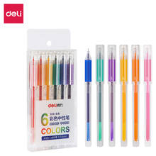 Deli caneta gel colorida, 6 cores/conjunto estudantes 0.5mm, instrumento de escrita, escola, escritório, suprimento de papelaria, canetas de tinta gel a125 2024 - compre barato