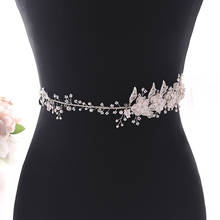 TRiXY SH274  Bridal Dress Belt Wedding Belt Floral Crystal Sash Skinny Sliver Diamond Belt with Rhinestones Bridal Belt 2024 - buy cheap