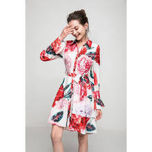 Women Dress High Quality Runway Spring Summer Turn Down Collar Long Sleeves Floral Print Casual Shirt Dresses Vestidos NP1429N 2024 - buy cheap