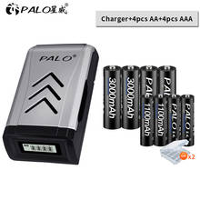 PALO 1,2 v Nimh AA 3000mah аккумуляторная батарея + 1,2 v AAA аккумуляторная батарея + LCD смарт-зарядное устройство для 1,2 v nimh nicd AAA AA батареи 2024 - купить недорого