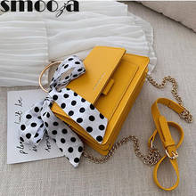 SMOOZA Women Casual Shoulder Bags 2021 New Fashion Handbags Ribbon Bow Messenger Bag Chain Mini Squre Pu Leather Crossbody Bags 2024 - buy cheap