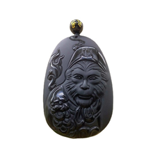 Natural Black Obsidian Monkey King Pendant Beads Necklace Fashion Charm Jewellery Hand-Carved Lucky Amulet Gifts for Women Men 2024 - buy cheap