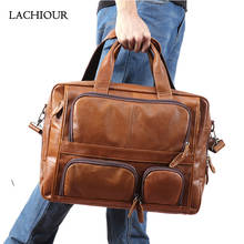 Large Capacity  Men Genuine Leather Handbags Male 17 inch Laptop Travel Bags Men's Real Leather Shoulder Bag  Business Briefcase 2024 - buy cheap