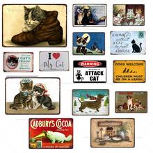 Cute Animals Metal Signs Retro Cat And Dog Pet Tin Painting Wall Art Iron Poster Plates For Pet Shop Home Decoration  20x30cm 2024 - buy cheap