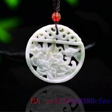 Jade Flower bird Pendant Necklace Women Fashion Chinese Amulet Charm Carved Natural Gifts Green Double-sided Jewelry 2024 - buy cheap