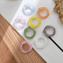 Moda acrílico transparente chique coreia anel minimalista resina geométrica anéis para meninas colorido mármore padrão jóias 2024 - compre barato