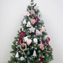 2019 Peluche de adorno para árbol de navidad colgantes corto árbol de peluche estrella círculo árbol de navidad decoración de Año Nuevo de navidad 10 Uds ornamento de 2024 - compra barato