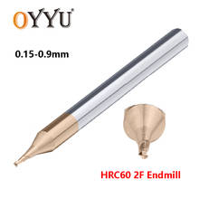 OYYU-fresadora de acero de tungsteno HRC60, microdiámetro, carburo sólido, pequeño diámetro, 0,15, 0,2, 0,3, 0,4, 0,5, 0,6, 0,7, 0,7mm 2024 - compra barato