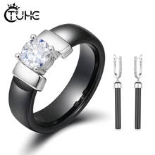 Big Carat 6mm Ceramic Ring For Women Jewelry Set With Long Drop Ceramic Earring Fashion Design Beautiful New Year Wedding Gifts 2024 - buy cheap