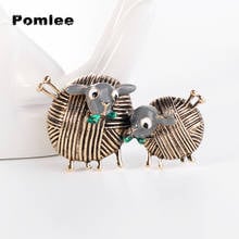 Pomlee bola de fio de ovelha dupla broches para mulheres crianças vintage esmalte animal broche de festa presente chapéu cachecol fivela 2024 - compre barato