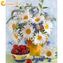 Chenistory quadro pintura por números kits para adultos flor branca kits de frutas pintados à mão imagem a óleo por número casa artesanato diy gif 2024 - compre barato