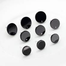 14mm 12mm 10pcs/lot Acrylic Stud Earring Black Flat Round Base Earrings Connector For DIY Earring Making Jewelry Accessories 2024 - buy cheap