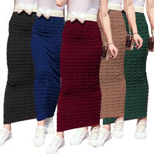 Женские мусульманские длинные юбки, высокая талия, трикотажные, стрейч, облегающие, на пуговицах, узкая, длинная юбка, одноцветная, карандаш, Арабская, Исламская одежда 2024 - купить недорого