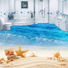 Personalizado 3d piso mural papel de parede mar onda praia foto adesivo decalques da parede do banheiro sala estar pvc auto adesivo pintura piso 2024 - compre barato