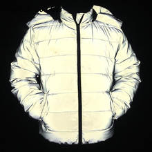 Inverno feminino quente reflexivo algodão para baixo jaquetas com capuz longo parkas para baixo grosso outcoat bling luminoso para baixo jaquetas masculinas tamanho grande 2024 - compre barato
