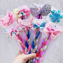 Diadema trenzada colorida con lazo de mariposa para niña, accesorios para el cabello de moda, bandas de goma con coletero, novedad de 2021 2024 - compra barato