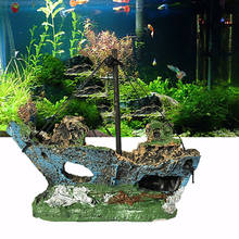 Aquarium Fish Tank Landscape Pirate Ship Wreck Ship Decor Resin Boat Ornament Glass House Resin Wreck Pirate Ship Decoration #YJ 2024 - buy cheap