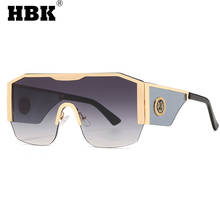 Hbk óculos de sol quadrados unissex, óculos para homens e mulheres com armação grande, uma peça, lente azul para dirigir, uv400 2024 - compre barato