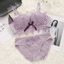 Fashion Wireless Bra Set Push Up Bra Lingerie Sets Lace Embroidery Bra Underwear Women Set 2024 - купить недорого