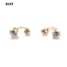 XLNT Luxury New 2019 Stud Earrings Stainless Steel Crystal Zircon   Earrings For Women Female Brincos oorbellen 2024 - buy cheap