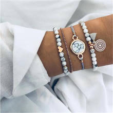Multi-andares borlas grânulos pulseiras coração feminino pulseira acessórios moda jóias 2024 - compre barato