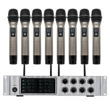 Microfone sem fio profissional, sistema de microfone dinâmico de canal uhf com 8 canais, karaokê 2024 - compre barato