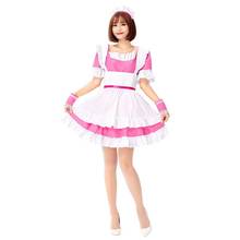 Pink Cute Women Japanese Maid Cosplay Female Halloween Housekeeper Waitress Costumes Purim Nightclub Bar Role Play Party Dress 2024 - buy cheap