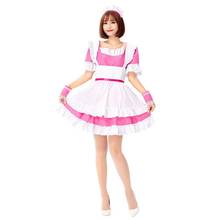 Fantasia japonesa rosa fofa feminina, para cosplay, dia das bruxas, governanta, garçadeira, purim, boate, dramatização, vestido de festa 2024 - compre barato