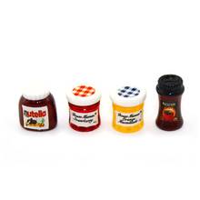 Juego de 4 unids/set de tarro, salsa, Ketchup, mermelada, ensalada, café, accesorios de cocina para casa de muñecas 1:12, cena en miniatura 2024 - compra barato