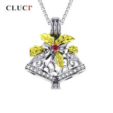 CLUCI Silver 925 Christmas Bell Pendant for Necklace Jewelry 925 Silver Sterling Christmas Gift for Women Pearl Locket SC347SB 2024 - buy cheap