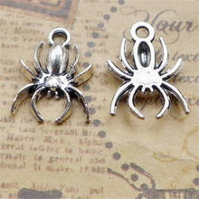 200 unids/lote de dijes de araña de plata Vintage de 18x13MM, dijes de insectos para la fabricación de joyas 2024 - compra barato