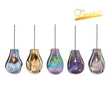 Luminária pendente de vidro colorida, criativa europeia, moderna, luz de led, decoração de loft, sala de estar, quarto, fixação 2024 - compre barato