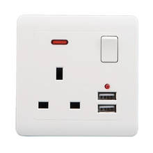 Toma de corriente de pared, enchufe británico, dos puertos de carga USB, toma de corriente, placa Universal BLANCA 2024 - compra barato