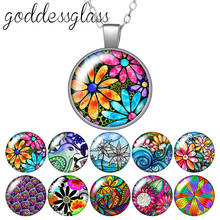 Beauty painting Flowers Birds Dasiy Sunflower Round Glass glass cabochon silver plated/Crystal pendant necklace jewelry for Gift 2024 - buy cheap