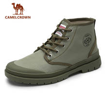 Camel botas masculinas militares fashion, tênis cano alto de lona, casual, tornozelo, verde, chelsea 2024 - compre barato
