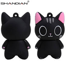 SHANDIAN-unidad flash de alta velocidad shan touUSB 2,0, disco U de dibujos animados de gato negro, 4GB, 8GB, 16GB, 32GB, 64GB, USB 2,0, venta al por mayor 2024 - compra barato