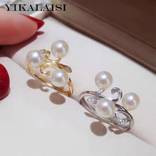 YIKALAISI 925 Sterling Silver Jewelry Oblate Pearl Rings 2020 Fine Natural Pearl jewelry 4-5mm Rings For Women wholesale 2024 - buy cheap