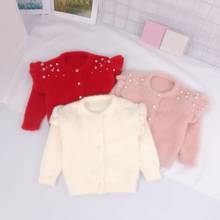 New 2020 Autumn Winter Infant Baby Toddler Clothes Sweaters Knitted Pearls Cardigan Girls Coat Kids  Jackets Children Outerwear 2024 - buy cheap