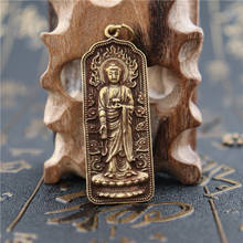 Copper Sakyamuni Buddha Statue Tags Ornaments Brass Key Chains Necklaces Pendants Buddhism Mantra Amulet Home Desk Decorations 2024 - buy cheap