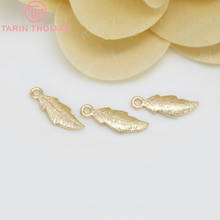 10PCS 6x16MM 24K Champagne Gold Color Plated Brass Feather Charms High Quality Diy Jewelry Accessories 2024 - buy cheap