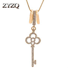 ZYZQ Fashion Sweater Chain Key Shaped Pendant Necklace With Micro Paved Winter Accessories Jewery Neckalce For Women Hot Sale 2024 - buy cheap
