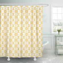 Cortina de ducha con estampado Floral, tela impermeable de 60x72 pulgadas, con ganchos, flor amarilla 2024 - compra barato