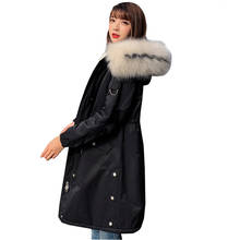 2019 mulheres inverno jaqueta de algodão casual fina cintura casaco multicolorido grande gola de pele com capuz outwear solto grosso wadded parkas ly21 2024 - compre barato