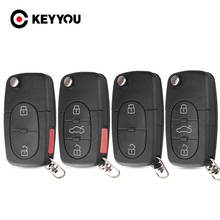 KEYYOU 10PCS Flip Key Shell CR2032 Holder Case For Audi TT A2 A3 A4 A6 A8 TT Quattro Fob 2/3/4 Buttons Replacement HU66 Blade 2024 - buy cheap