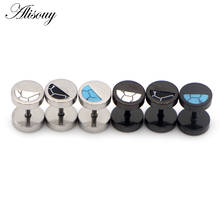 Alisouy 2pcs Hip Hop earrings Unisex Stones Stainless Steel Piercing Ear Stud Earring Barbell For Men Women Gothic Jewelry 2024 - buy cheap